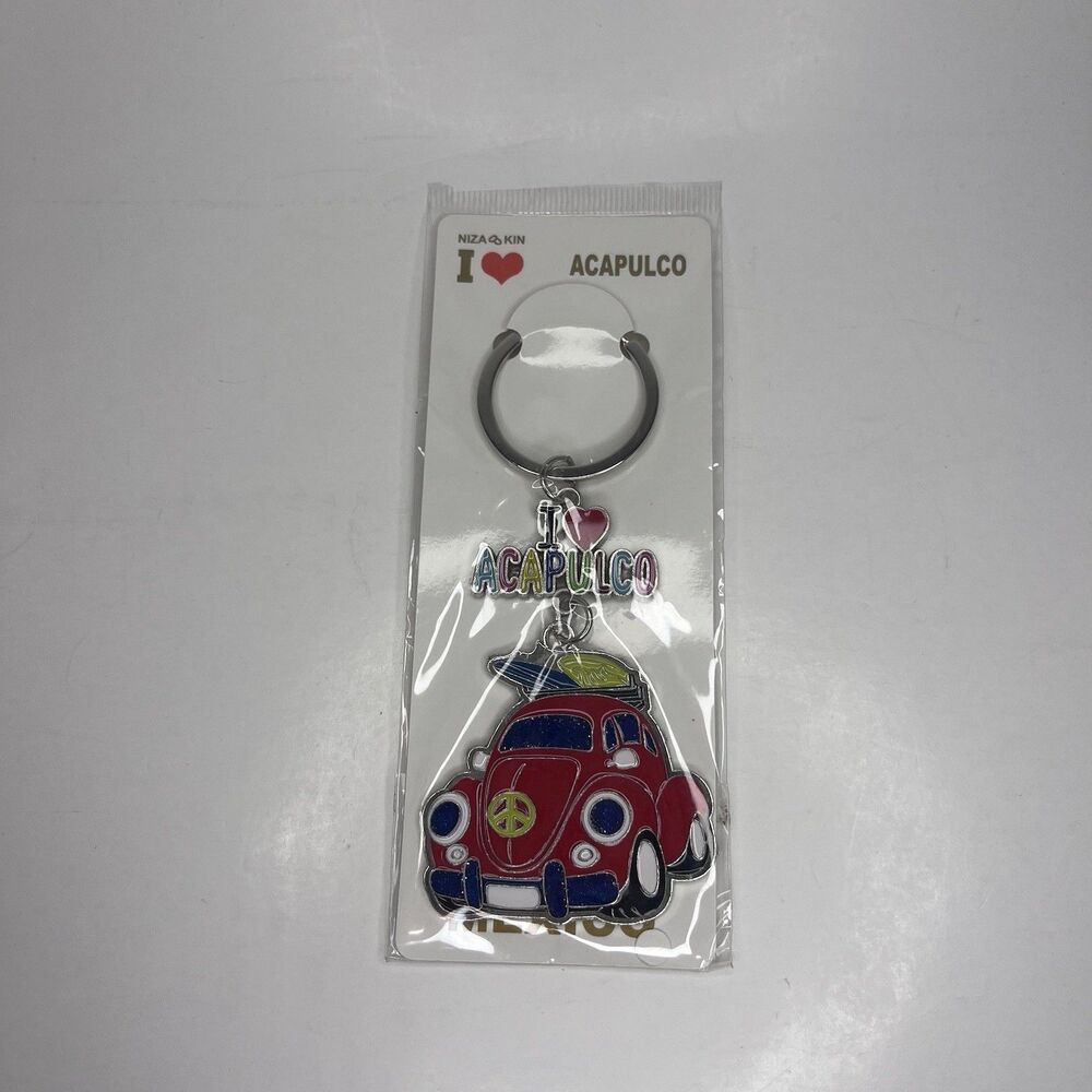 New I Heart Acapulco Mexico Red Car Keychain Travel Souvenir